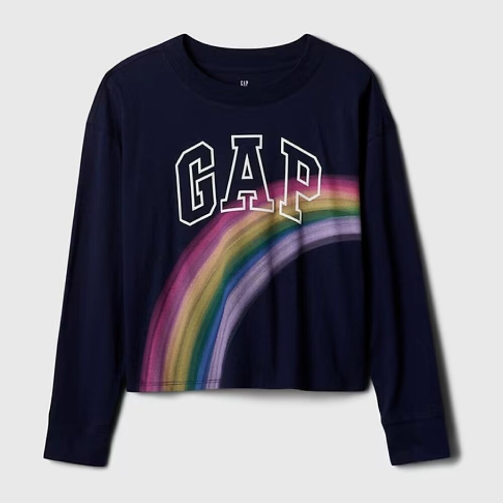 Gap Kids Oversized Rainbow Logo T-Shirt in Navy NWT